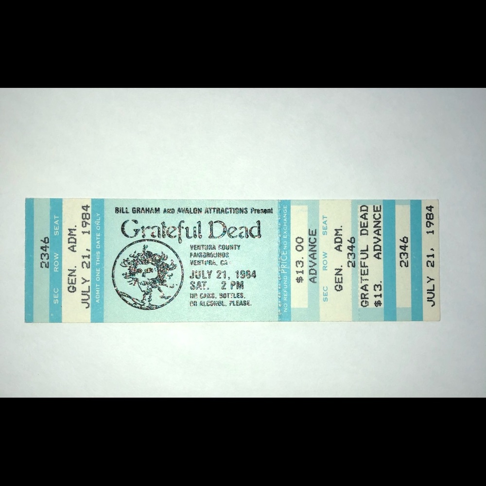 Vintage Unused 1984 Grateful Dead Ticket Stub